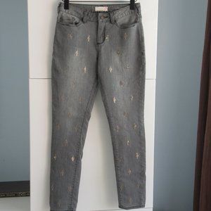 Sundance Women's Primrose Embellished Skinny Jeans Denim Pants Sz 27 Gray